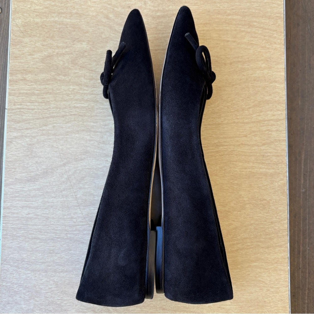 Larroude Lee Black Suede Leather Point Toe Ballerina Flats In Sz 9 - Picture 11 of 11